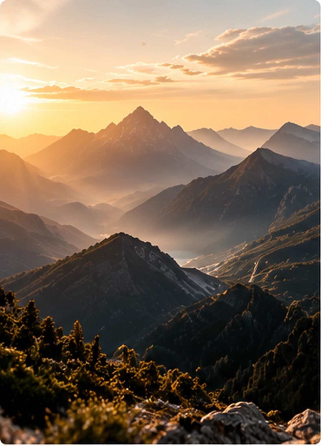 Montañas al amanecer como representación del punto de partida